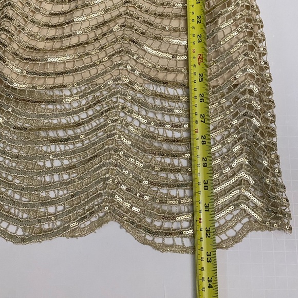 HAODUOYI Gold Sequin Beaded Open Back Short Sleeve Tunic Mini Dress - Picture 5 of 15